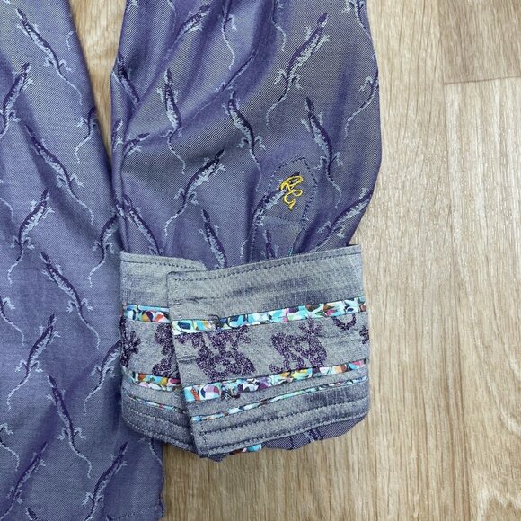 ROBERT GRAHAM SHIRT BUTTON UP FLIP CUFF LIZARD PATTERN EMBROIDERED BACK MENS 2XL - Picture 7 of 13